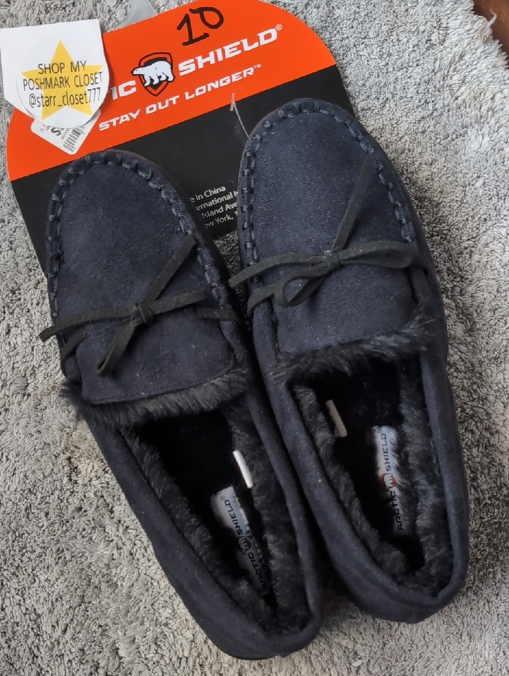 Arctic Shield Moccasin gray slippers sz 10 NWT